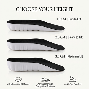 Comparison of the three ASCEND heights: 1.5 cm subtle lift, 2.5 cm balanced lift and 3.5 cm maximum lift